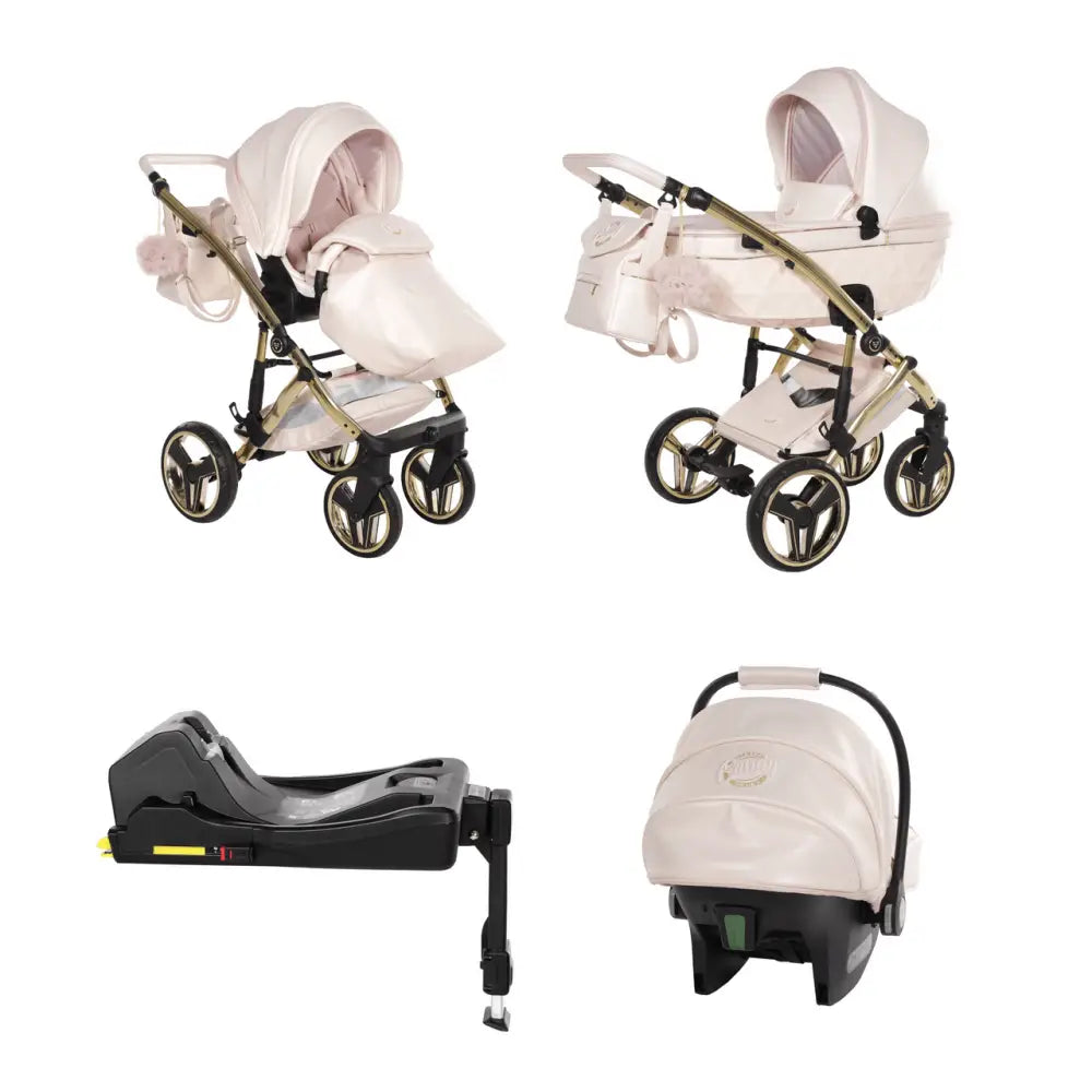 Junama Diamond 4 in 1 Travel System with Isofix Base - Premium Pearl Candy Pink Junama