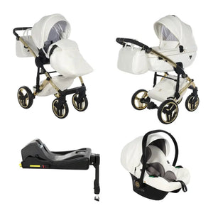 Junama Diamond 4 in 1 Travel System with Isofix - Candy White & Gold Junama