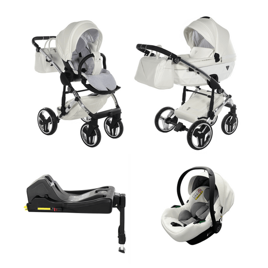 Junama Diamond 4 in 1 Travel System with Isofix - Flou Individual White & Silver Junama