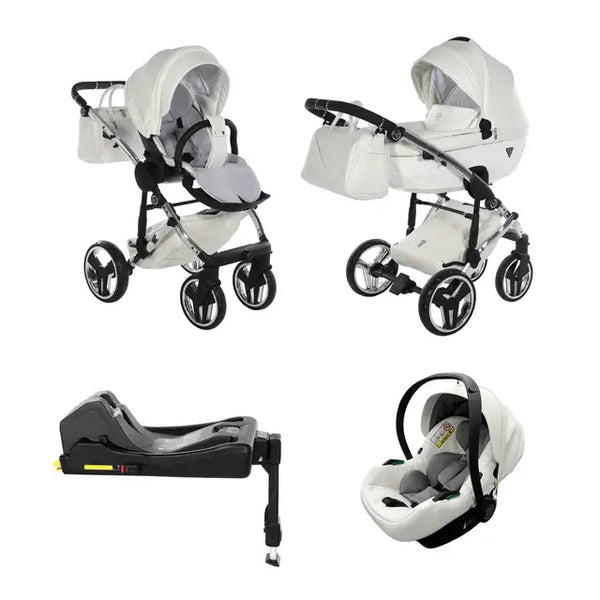 Junama Diamond 4 in 1 Travel System with Isofix - Flou Individual White & Silver Junama