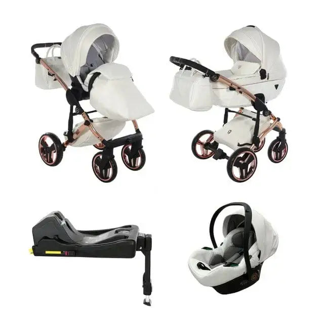 Junama Diamond 4 in 1 Travel System with Isofix - Flou Individual White & Rose Gold Junama
