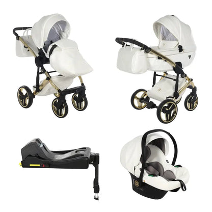 Junama Diamond 4 in 1 Travel System with Isofix - Flou Individual White & Gold Junama