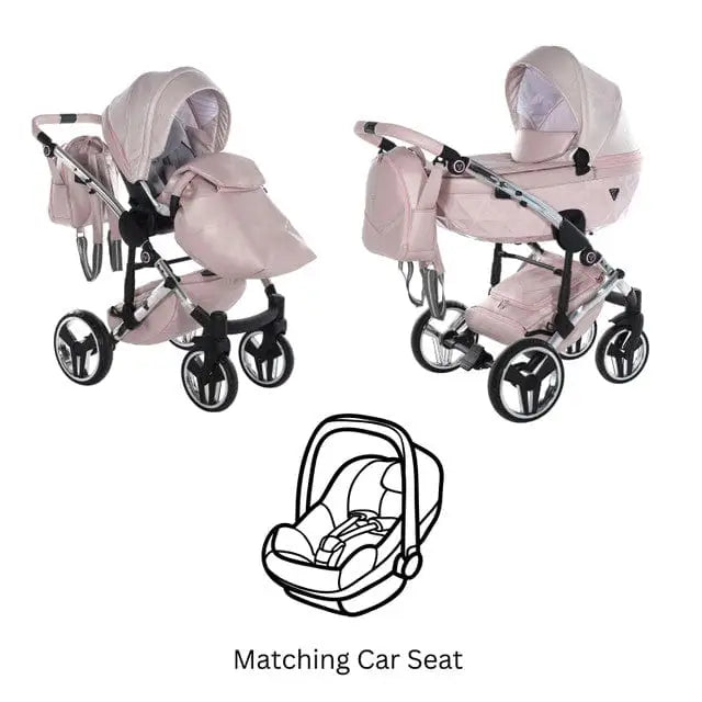 Junama Diamond Dolce 3 in 1 Pram - Pink  Junama   