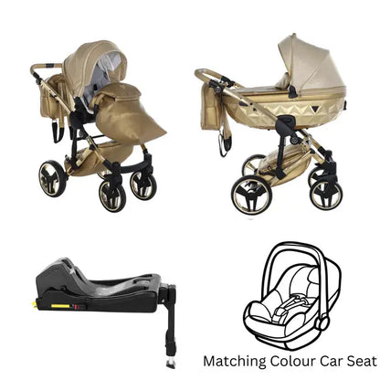 Junama Diamond Dolce 4 in 1 Travel System With Isofix Base - Gold Junama