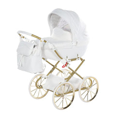 Junama Dolce White & Gold Dolls Pram Junama