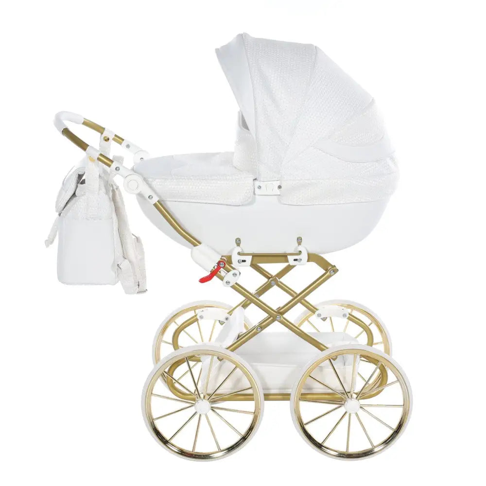 Junama Dolce White & Gold Dolls Pram Junama