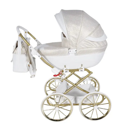 Junama Dolce White & Gold Dolls Pram