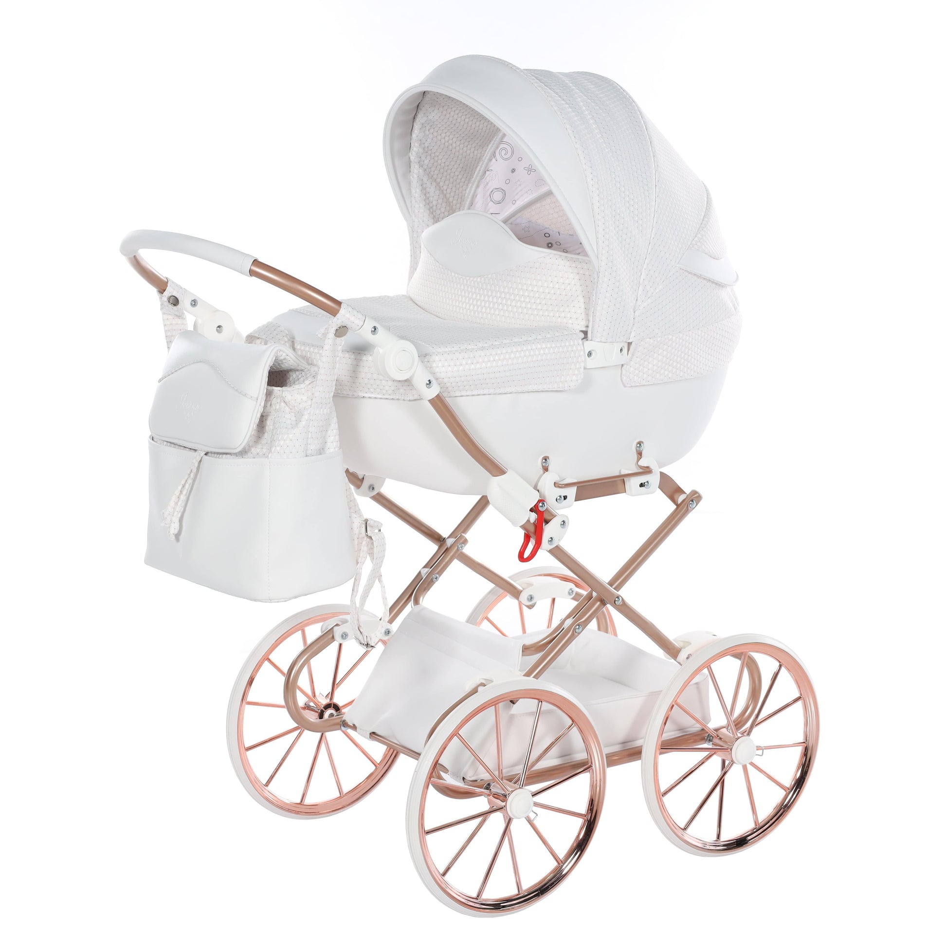 Junama Dolce White & Rose Gold Dolls Pram  Junama   