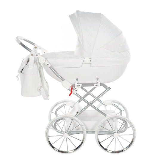 Junama Dolce White Silver Dolls Pram  Junama   