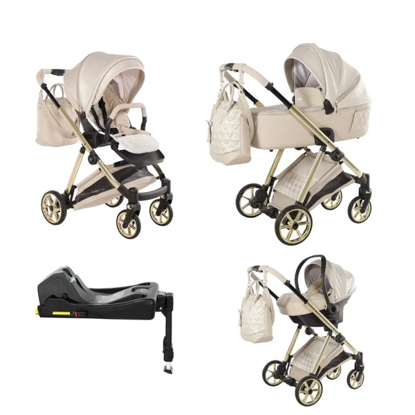 Junama Elegant Lamé Beige 3 in 1 Travel System With Isofix