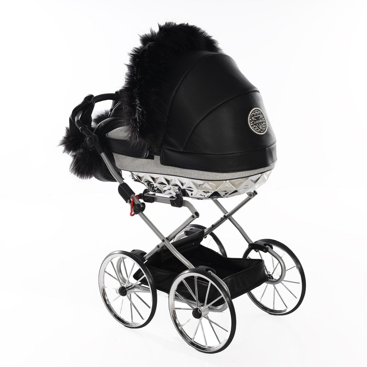 Junama Hand Made Glitter Black and Silver Doll's Pram  Junama   