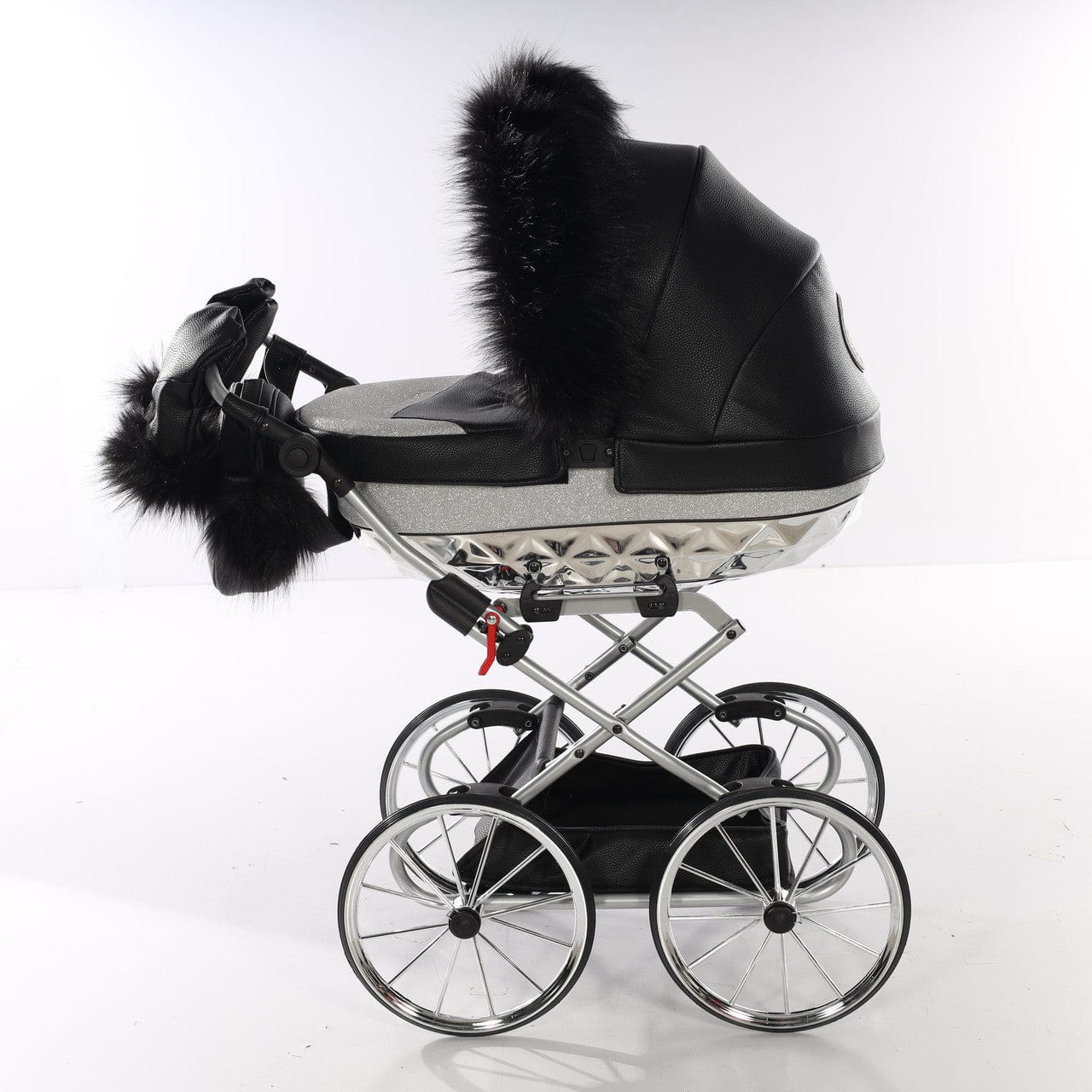 Junama Hand Made Glitter Black and Silver Doll's Pram  Junama   