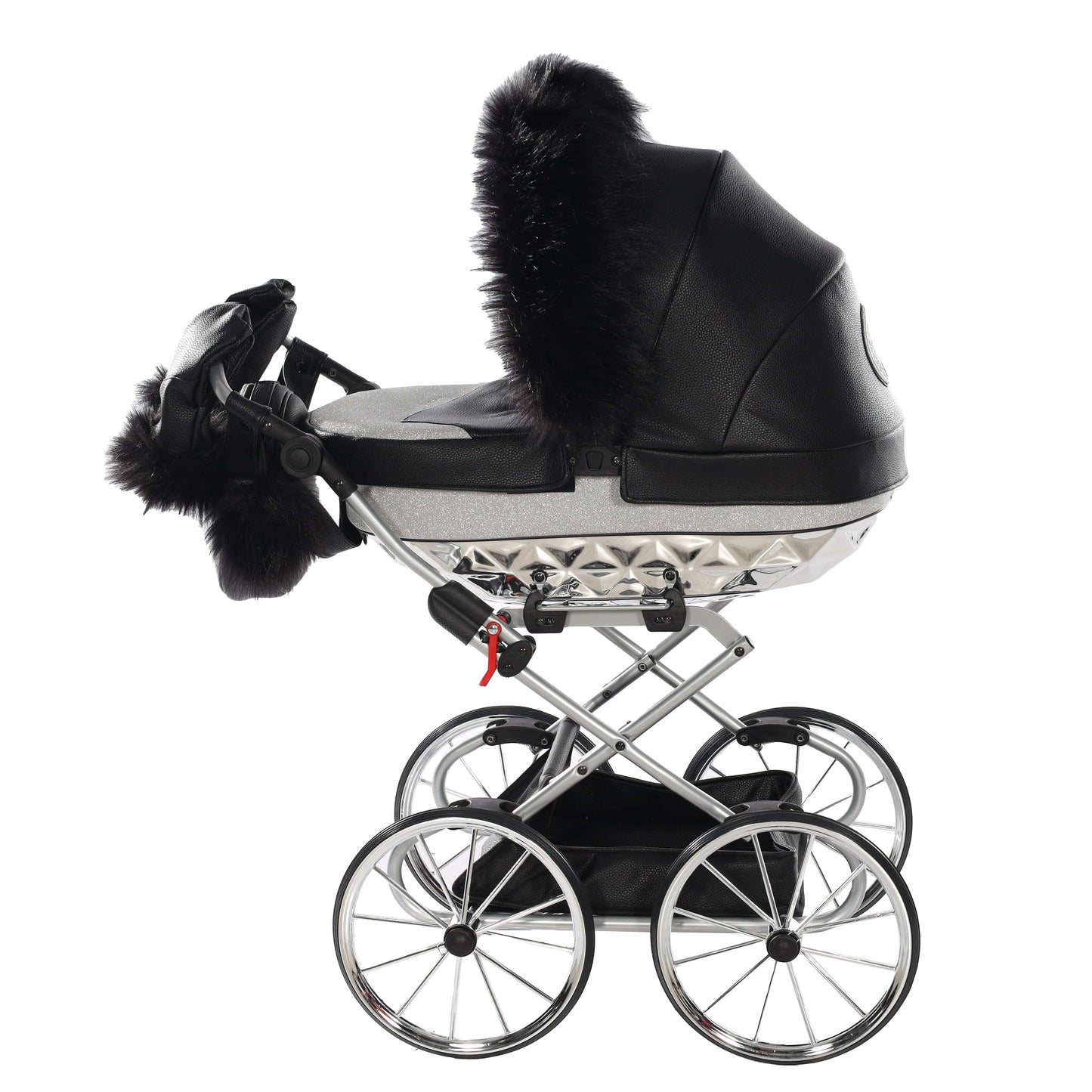 Junama Hand Made Glitter Black and Silver Doll's Pram  Junama   