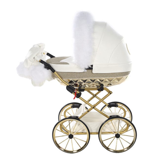 Junama Hand Made Glitter White and Gold Doll's Pram  Junama   