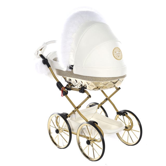 Junama Hand Made Glitter White and Gold Doll's Pram  Junama   