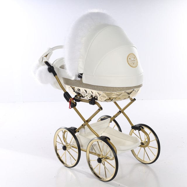 Junama Hand Made Glitter White and Gold Doll's Pram  Junama   