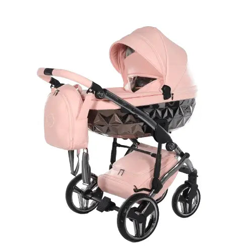 Junama Handcraft Diamond Pram – 2 in 1 Luxury Apricot Travel System Junama