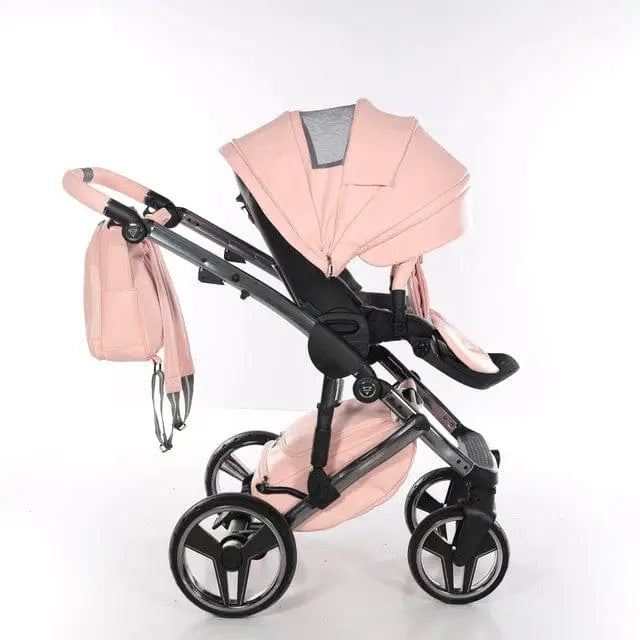 Junama Handcraft Diamond Pram – 2 in 1 Luxury Apricot Travel System Junama
