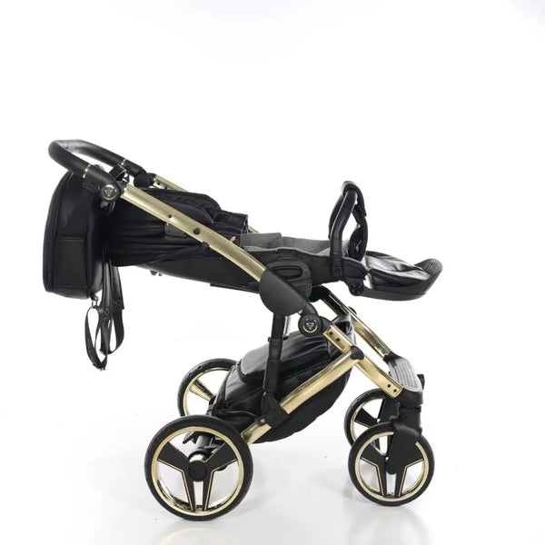 Junama Handcraft Diamond Pram – 2 in 1 Luxury Black & Gold Travel System Junama