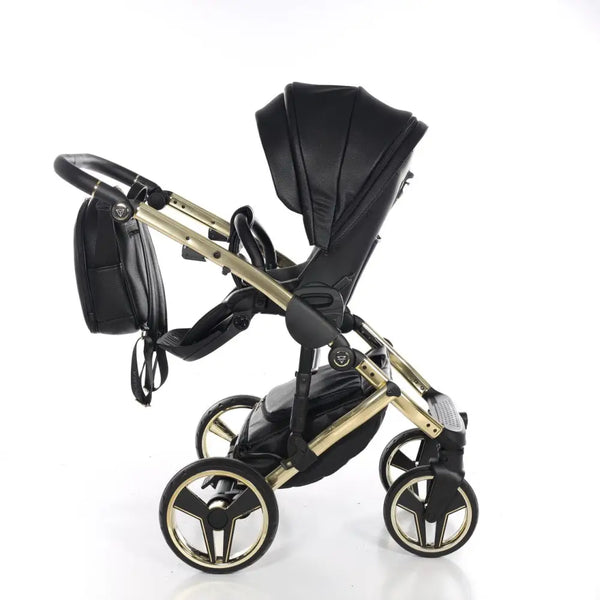 Junama Handcraft Diamond Pram – 2 in 1 Luxury Black & Gold Travel System Junama