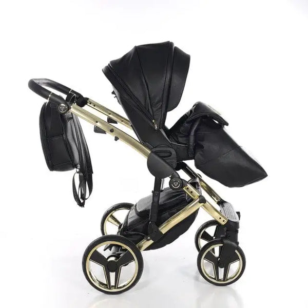 Junama Handcraft Diamond Pram – 2 in 1 Luxury Black & Gold Travel System Junama