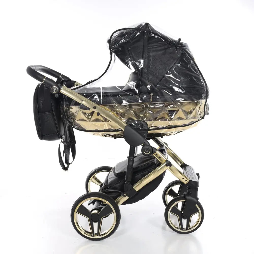 Junama Handcraft Diamond Pram – 2 in 1 Luxury Black & Gold Travel System Junama