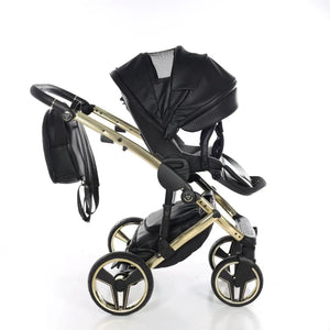 Junama Handcraft Diamond Pram – 2 in 1 Luxury Black & Gold Travel System Junama