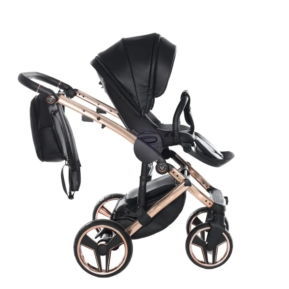 Junama Handcraft Diamond Pram – 2 in 1 Luxury Black & Rose Gold Travel System Junama