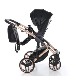 Junama Handcraft Diamond Pram – 2 in 1 Luxury Black & Rose Gold Travel System Junama
