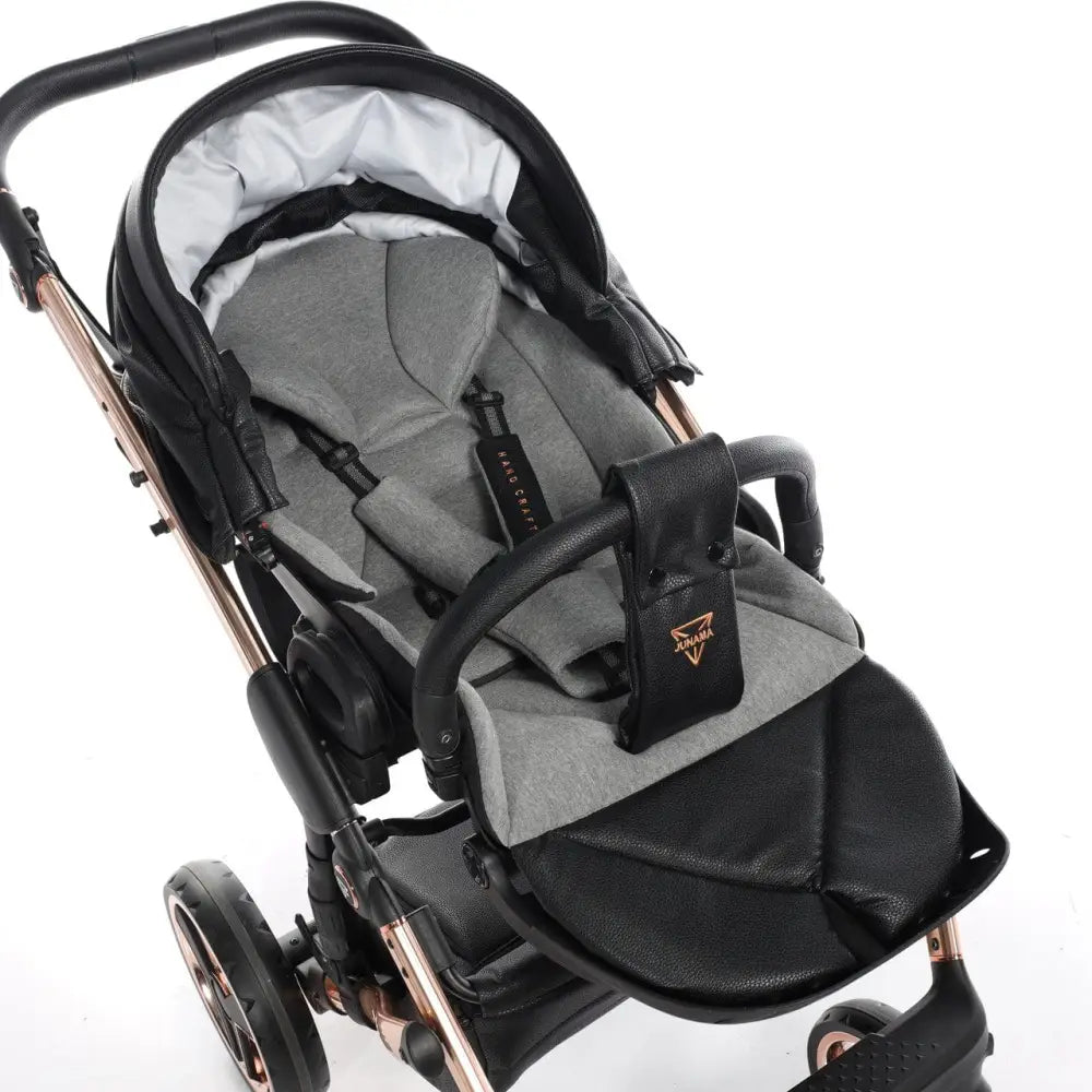 Junama Handcraft Diamond Pram – 2 in 1 Luxury Black & Rose Gold Travel System Junama