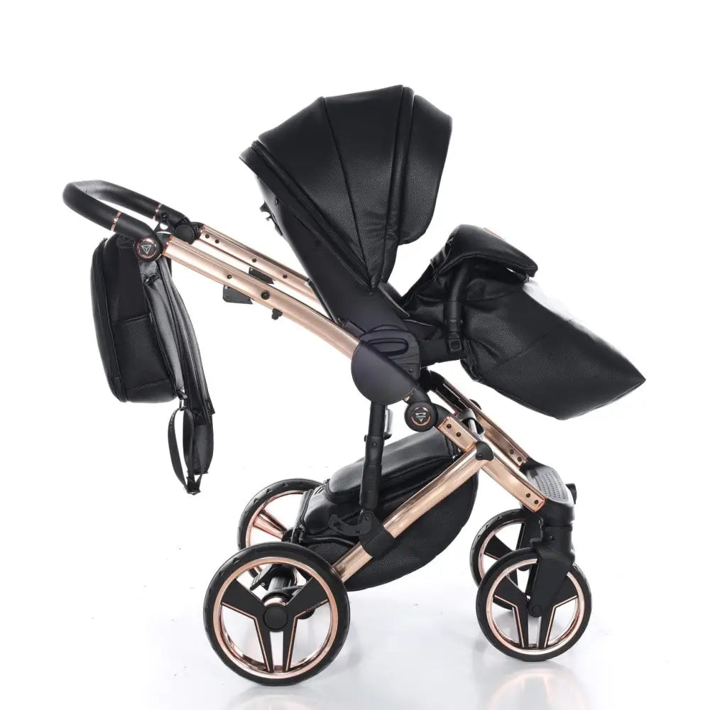 Junama Handcraft Diamond Pram – 2 in 1 Luxury Black & Rose Gold Travel System Junama