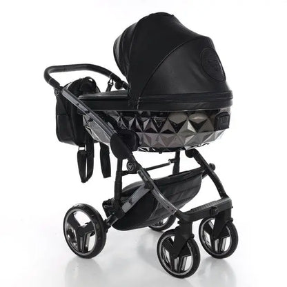 Junama Handcraft Diamond Pram – 2 in 1 Luxury Black Travel System Junama
