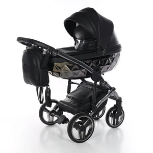 Junama Handcraft Diamond Pram – 2 in 1 Luxury Black Travel System Junama