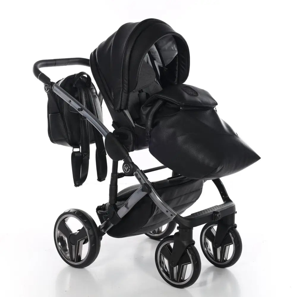 Junama Handcraft Diamond Pram – 2 in 1 Luxury Black Travel System Junama