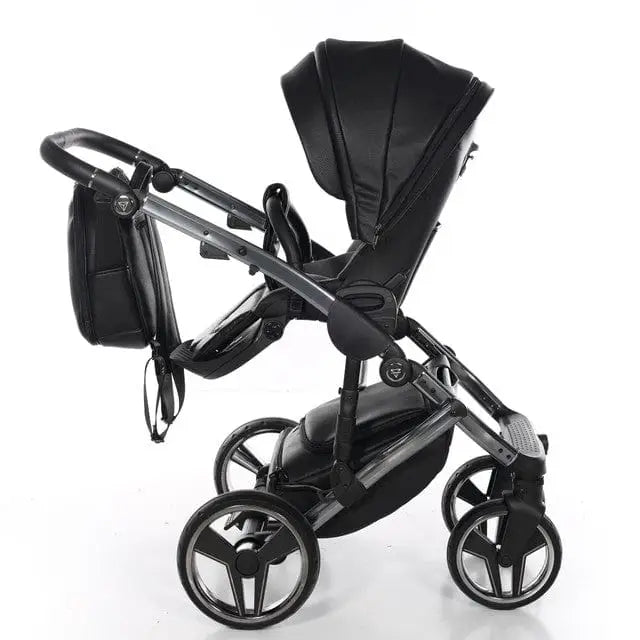 Junama Handcraft Diamond Pram – 2 in 1 Luxury Black Travel System Junama