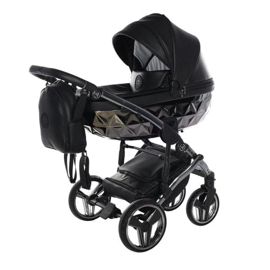 Junama Handcraft Diamond Pram – 2 in 1 Luxury Black Travel System Junama
