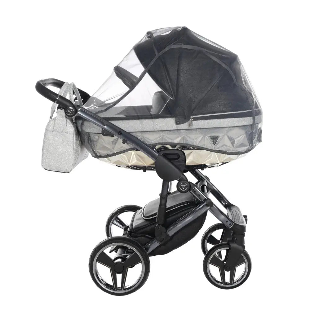 Junama Handcraft Diamond Pram – 2 in 1 Luxury Glitter Black Travel System Junama