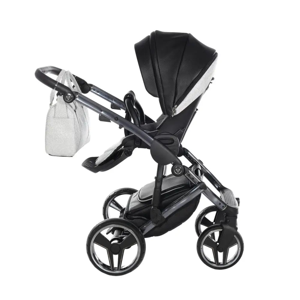 Junama Handcraft Diamond Pram – 2 in 1 Luxury Glitter Black Travel System Junama