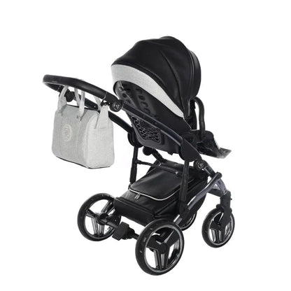 Junama Handcraft Diamond Pram – 2 in 1 Luxury Glitter Black Travel System Junama