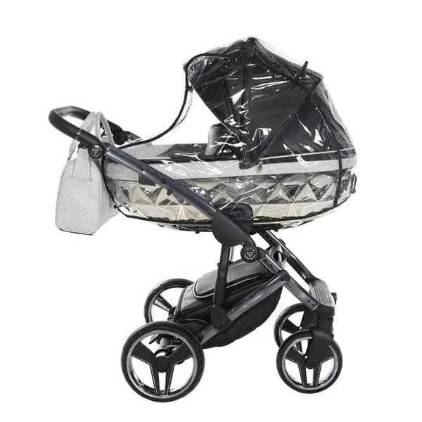 Junama Handcraft Diamond Pram – 2 in 1 Luxury Glitter Black Travel System Junama