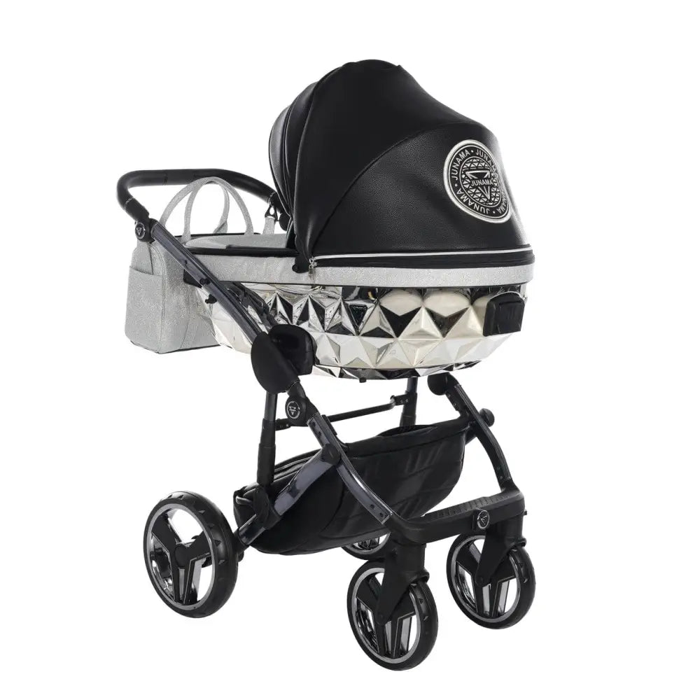 Junama Handcraft Diamond Pram – 2 in 1 Luxury Glitter Black Travel System Junama