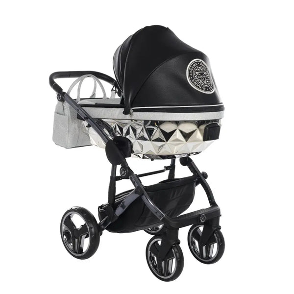 Junama Handcraft Diamond Pram – 2 in 1 Luxury Glitter Black Travel System Junama