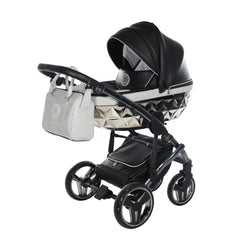 Junama Handcraft Diamond Pram – 2 in 1 Luxury Glitter Black Travel System
