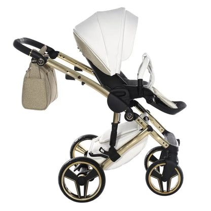Junama Handcraft Diamond Pram – 2 in 1 Luxury Glitter Gold Travel System Junama