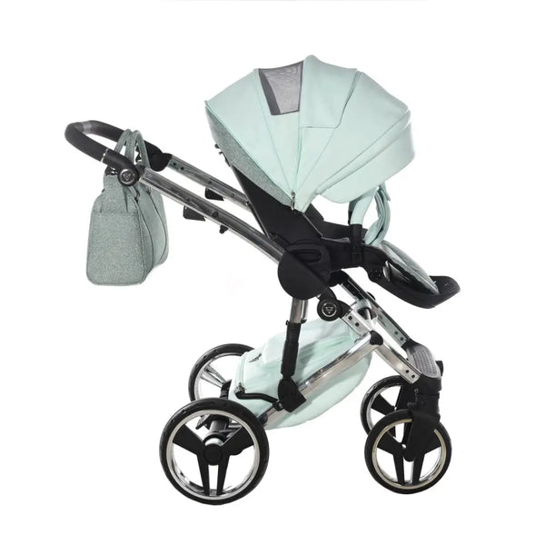 Junama Handcraft Diamond Pram – 2 in 1 Luxury Glitter Mint Travel System Junama