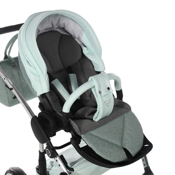 Junama Handcraft Diamond Pram – 2 in 1 Luxury Glitter Mint Travel System Junama