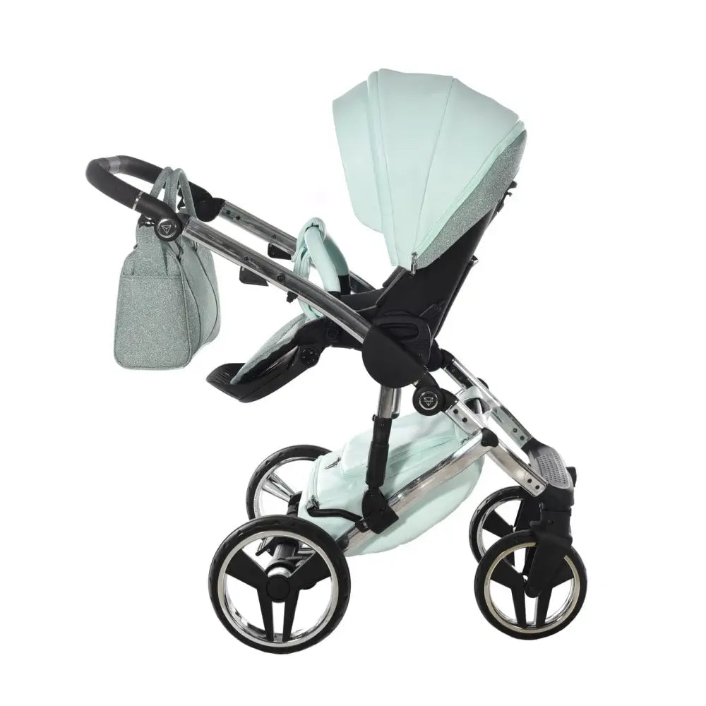 Junama Handcraft Diamond Pram – 2 in 1 Luxury Glitter Mint Travel System Junama