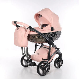 Junama Handcraft Diamond Pram – 3 in 1 Luxury Apricot Travel System Junama