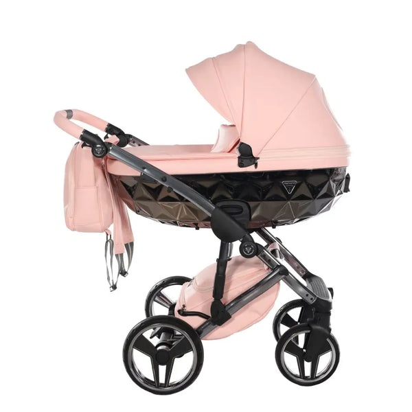 Junama Handcraft Diamond Pram – 3 in 1 Luxury Apricot Travel System Junama