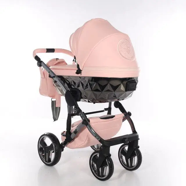 Junama Handcraft Diamond Pram – 3 in 1 Luxury Apricot Travel System Junama